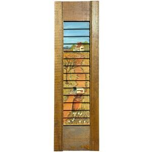 Vintage Hand-Painted Wooden Shutter Wall Art Country Farmhouse Rustic Decor